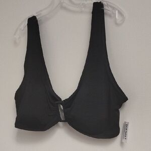 NWT Old Navy Black Retro Boho Sexy Beachbabe Open Keyhole Front Swim Top Plus 3X